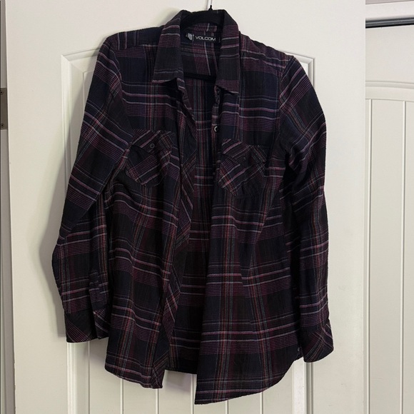 Volcom Dark Plaid Long Sleeve Shirt - Picture 1 of 1